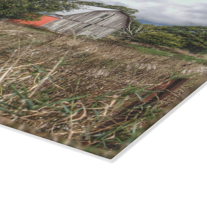 U R There Photography East Frances Road Hidden Grey I Rustic Farmhouse Tempered-Glass Cutting Board