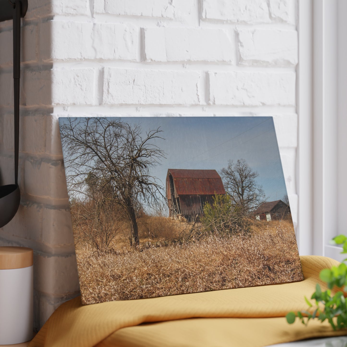 U R There Photography Klam Road Rusted Reds Rustic Farmhouse Tempered-Glass Cutting Board