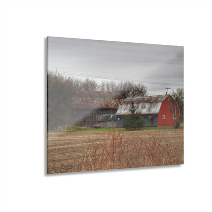 U R There Photography South Summers Road Rusted Grey and Little Red Rustic Farmhouse Acrylic Wall Print
