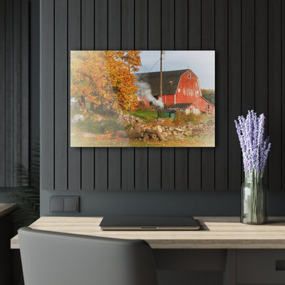 U R There Photography Greenwood Road Red in the Fall Rustic Farmhouse Acrylic Wall Print