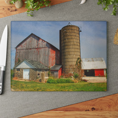 U R There Photography Marlette Red III Rustic Farmhouse Tempered-Glass Cutting Board