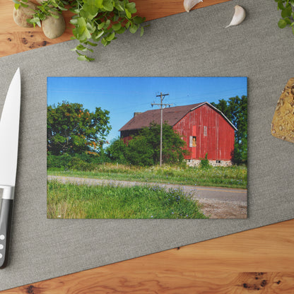 U R There Photography Armstrong Road Red II Rustic Farmhouse Tempered-Glass Cutting Board