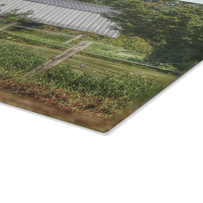 U R There Photography Old Roadside Grey Rustic Farmhouse Tempered-Glass Cutting Board