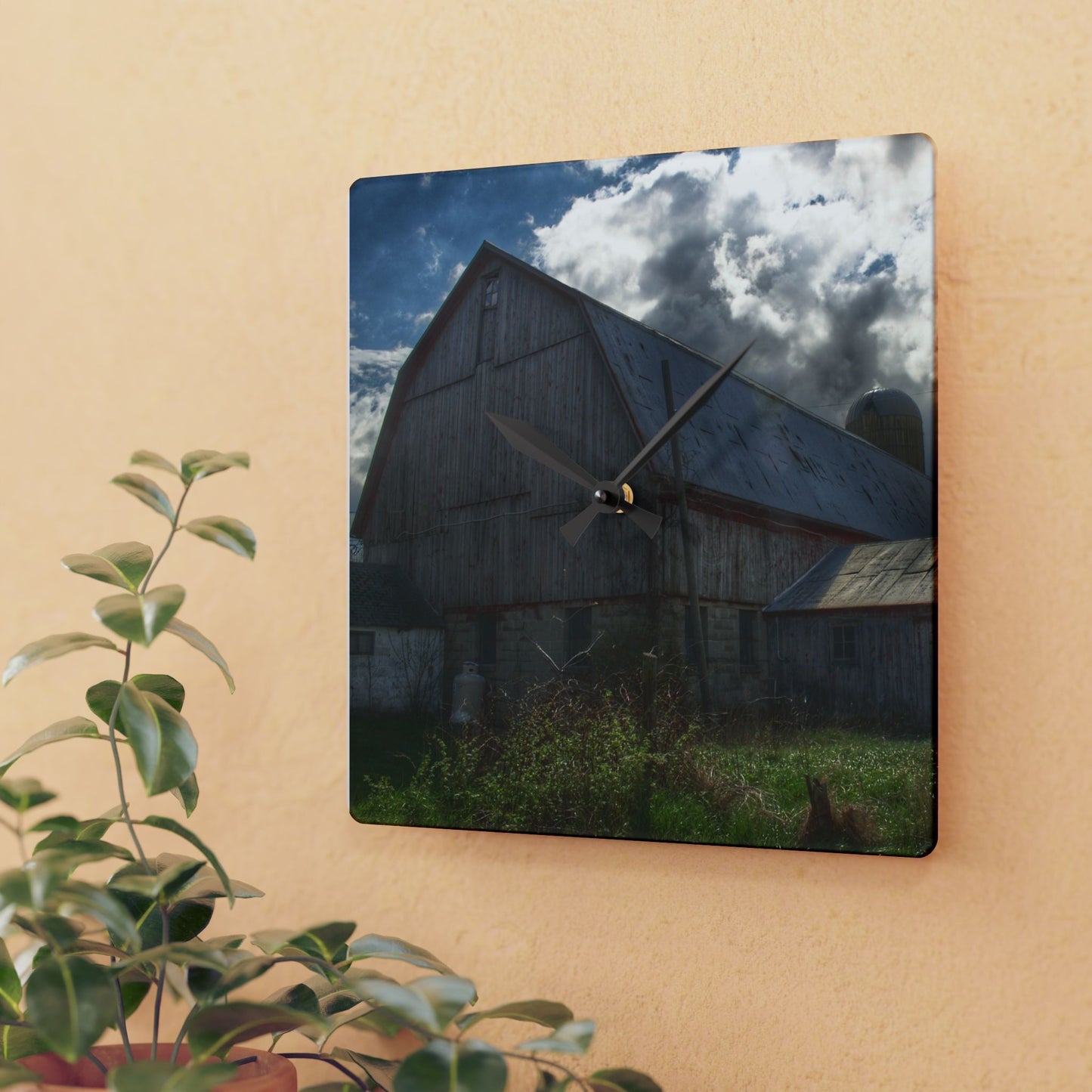U R There Photography Sandusky Grey II Rustic Farmhouse Acrylic Analog Wall Clock