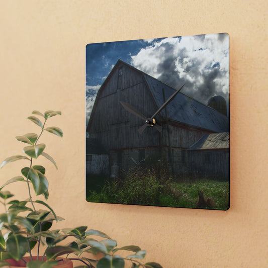 U R There Photography Sandusky Grey II Rustic Farmhouse Acrylic Analog Wall Clock