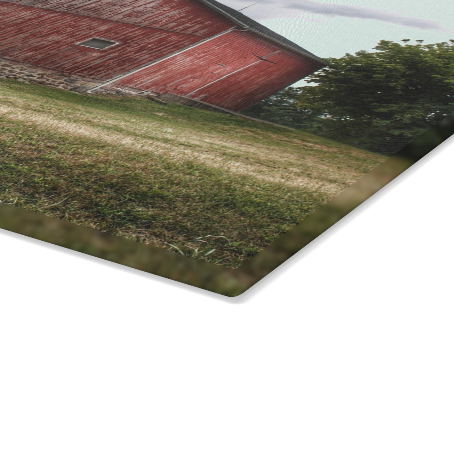 U R There Photography Five Lakes Red II Rustic Farmhouse Tempered-Glass Cutting Board