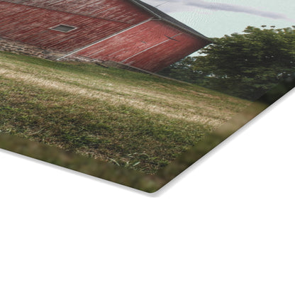 U R There Photography Five Lakes Red II Rustic Farmhouse Tempered-Glass Cutting Board