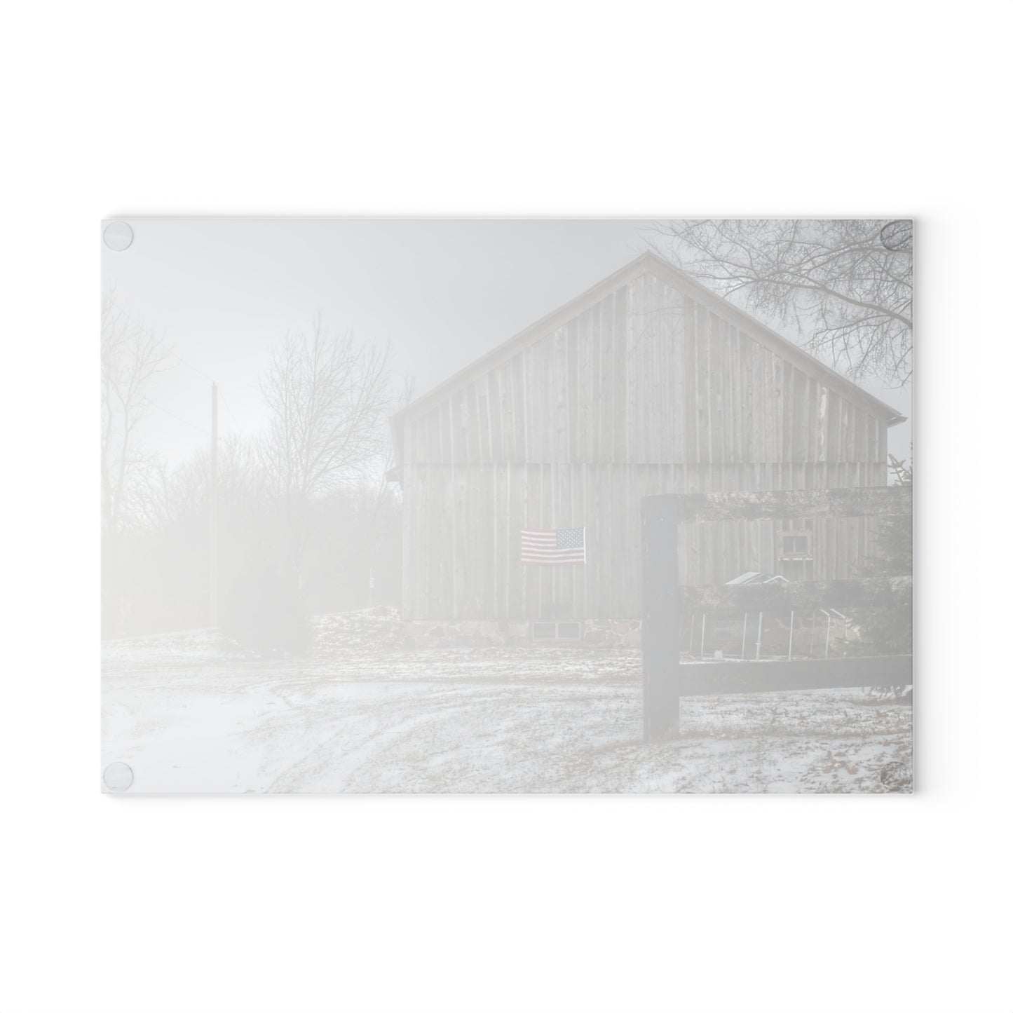 U R There Photography Sutton Road Patriot Grey I Rustic Farmhouse Tempered-Glass Cutting Board