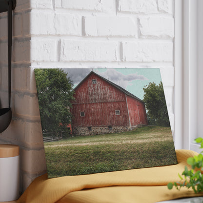 U R There Photography Five Lakes Red II Rustic Farmhouse Tempered-Glass Cutting Board
