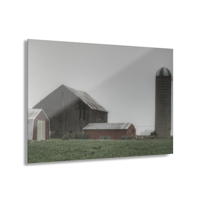 U R There Photography Farm in the Fog Rustic Farmhouse Acrylic Wall Print