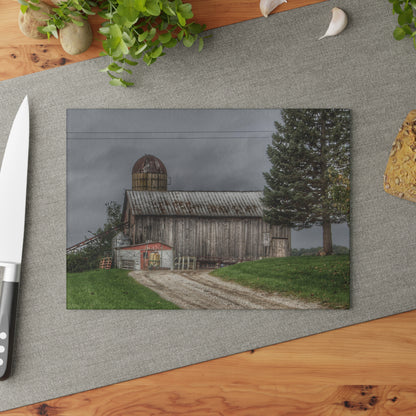 U R There Photography North Lake Road Grey Rustic Farmhouse Tempered-Glass Cutting Board