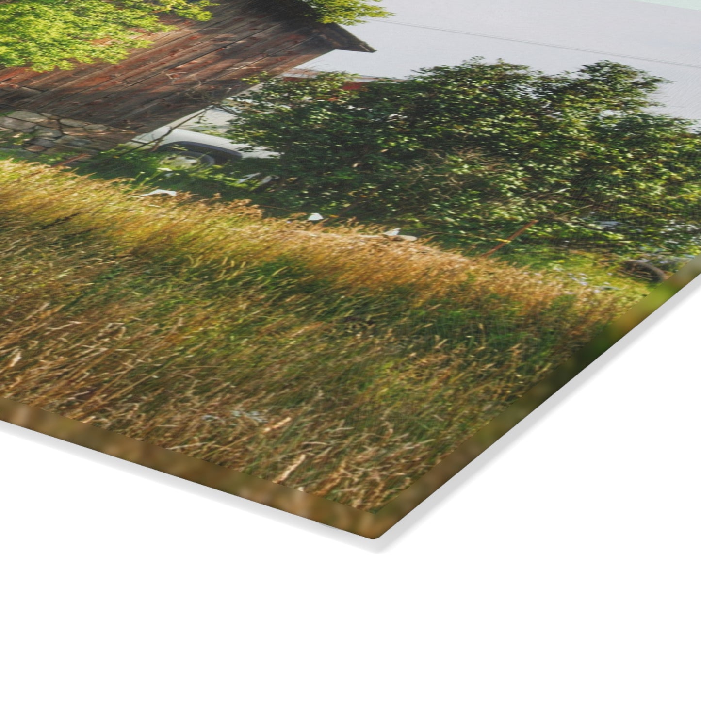 U R There Photography Lum Hidden Fieldstone Red Rustic Farmhouse Tempered-Glass Cutting Board