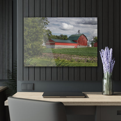 U R There Photography Haines Road Cornfield Reds Rustic Farmhouse Acrylic Wall Print