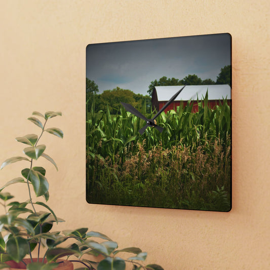 U R There Photography July Corn Rustic Farmhouse Acrylic Analog Wall Clock