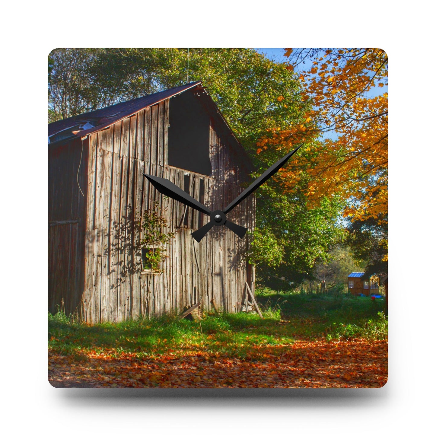 U R There Photography Shoemaker Road Hidden Grey Rustic Farmhouse Acrylic Analog Wall Clock