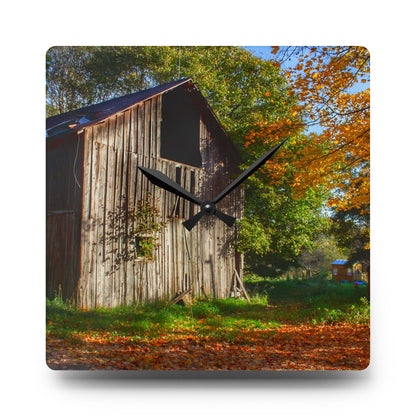 U R There Photography Shoemaker Road Hidden Grey Rustic Farmhouse Acrylic Analog Wall Clock