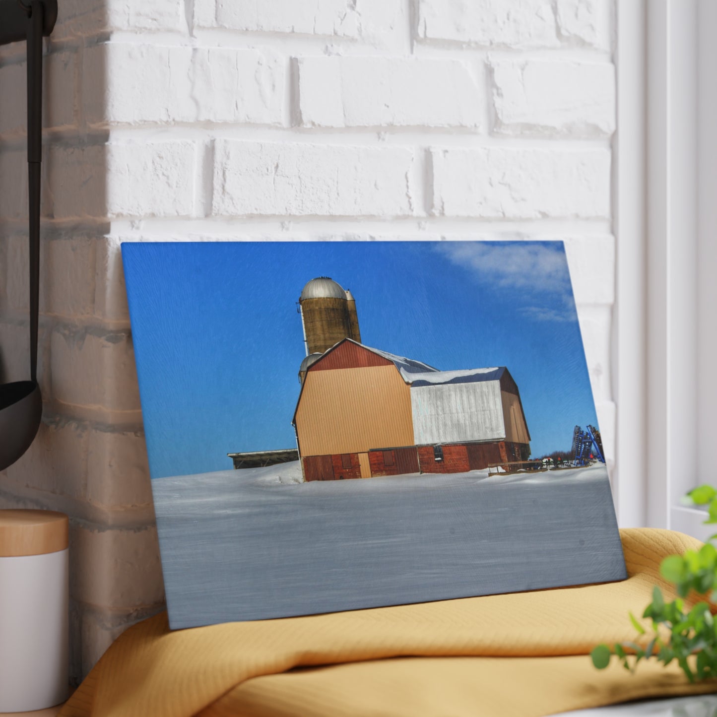 U R There Photography Bay City - Forestville Beige Barn Rustic Farmhouse Tempered-Glass Cutting Board
