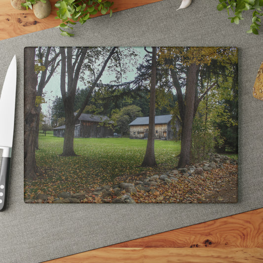 U R There Photography Wilder Road Grey I Rustic Farmhouse Tempered-Glass Cutting Board