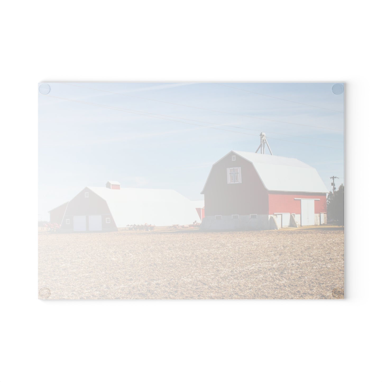 U R There Photography French Road Quilted Red Rustic Farmhouse Tempered-Glass Cutting Board