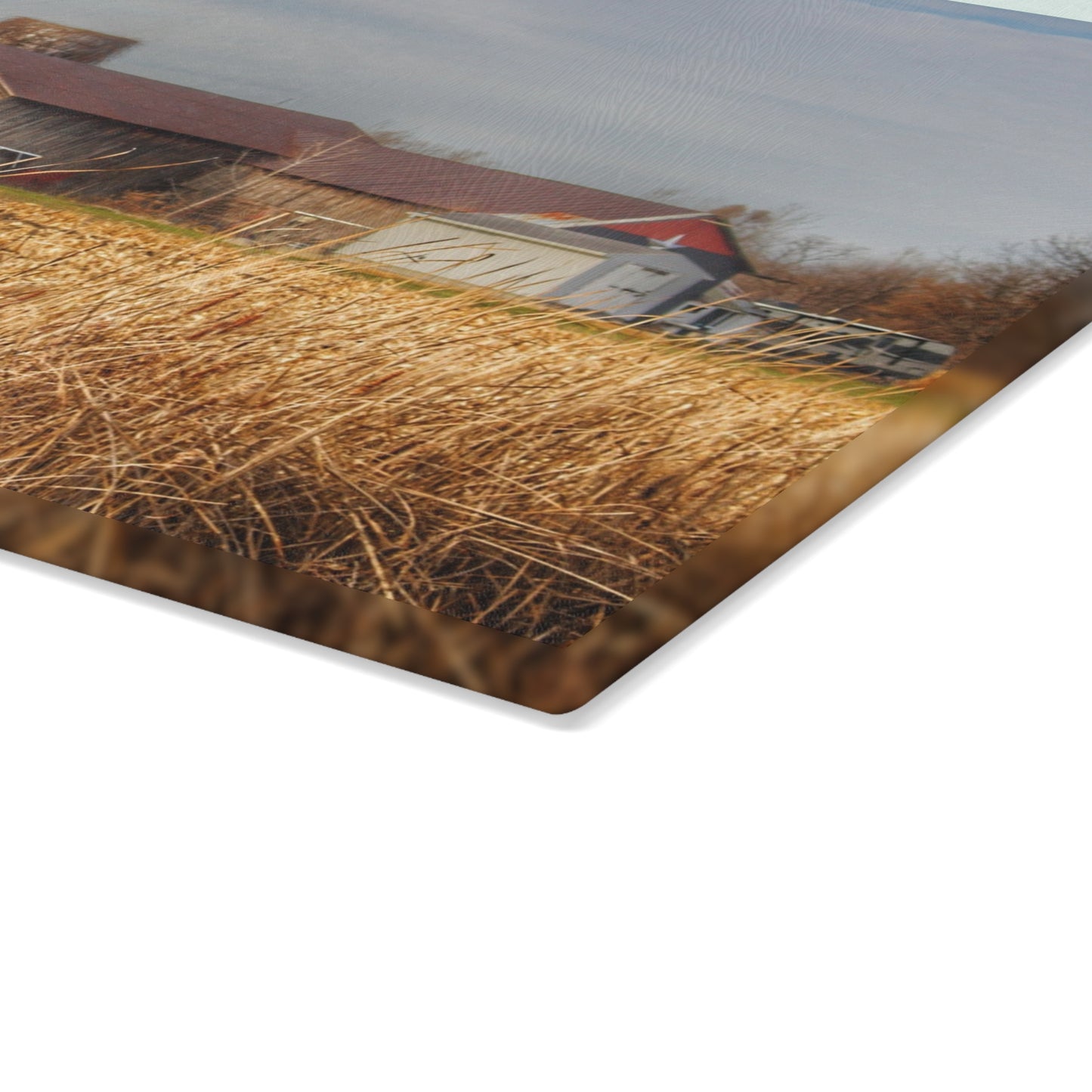 U R There Photography North Center Road Grey Rustic Farmhouse Tempered-Glass Cutting Board