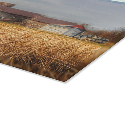 U R There Photography North Center Road Grey Rustic Farmhouse Tempered-Glass Cutting Board