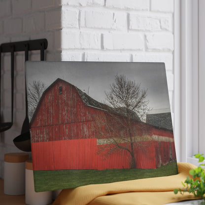 U R There Photography Almont Reds Rustic Farmhouse Tempered-Glass Cutting Board