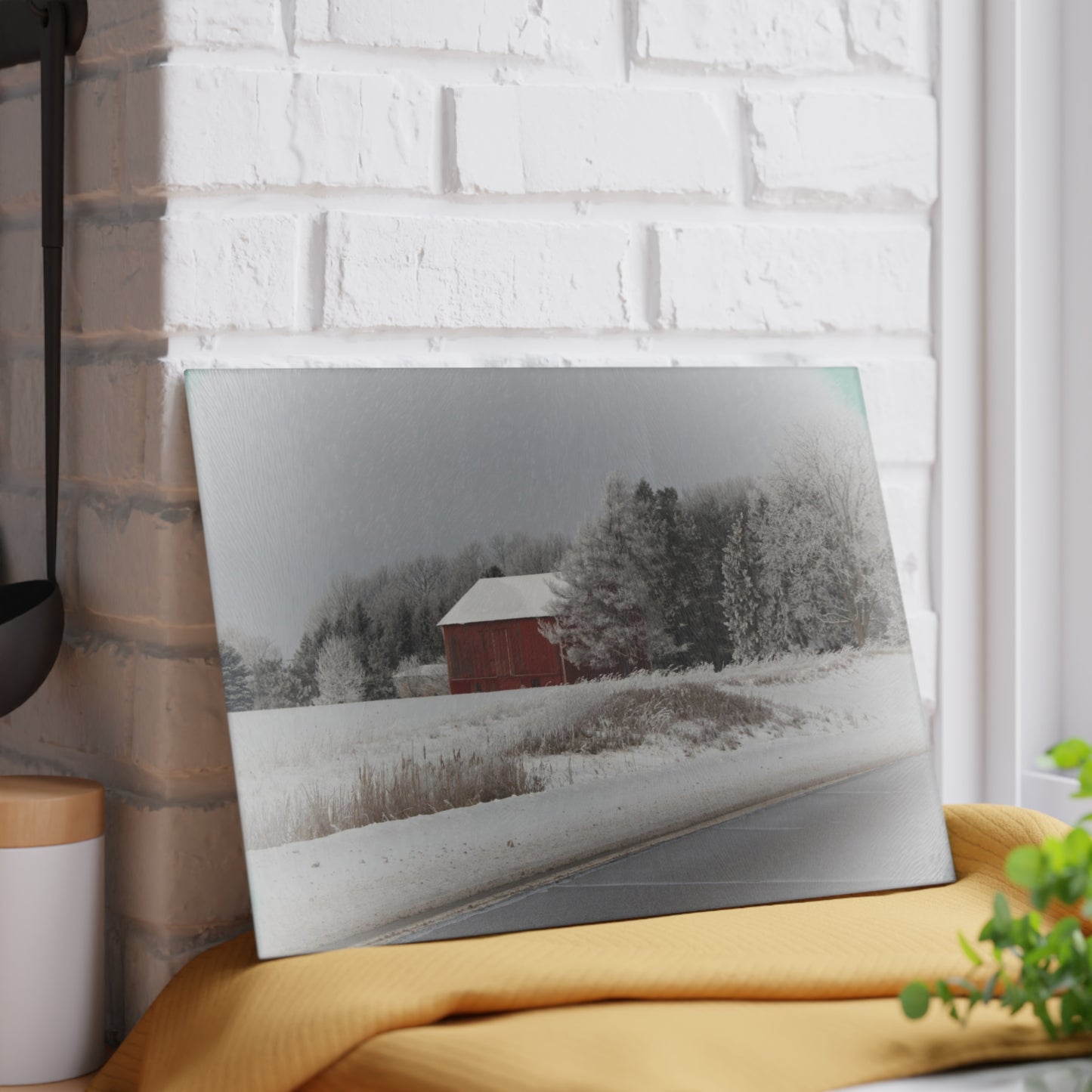 U R There Photography Farm on the Curve Rustic Farmhouse Tempered-Glass Cutting Board