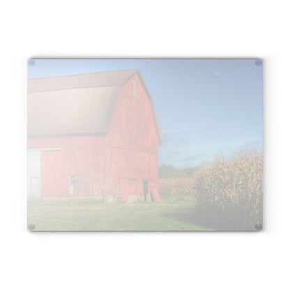 U R There Photography Fargo Road Red I Rustic Farmhouse Tempered-Glass Cutting Board