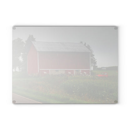 U R There Photography Brown Road Horse Barn I Rustic Farmhouse Tempered-Glass Cutting Board