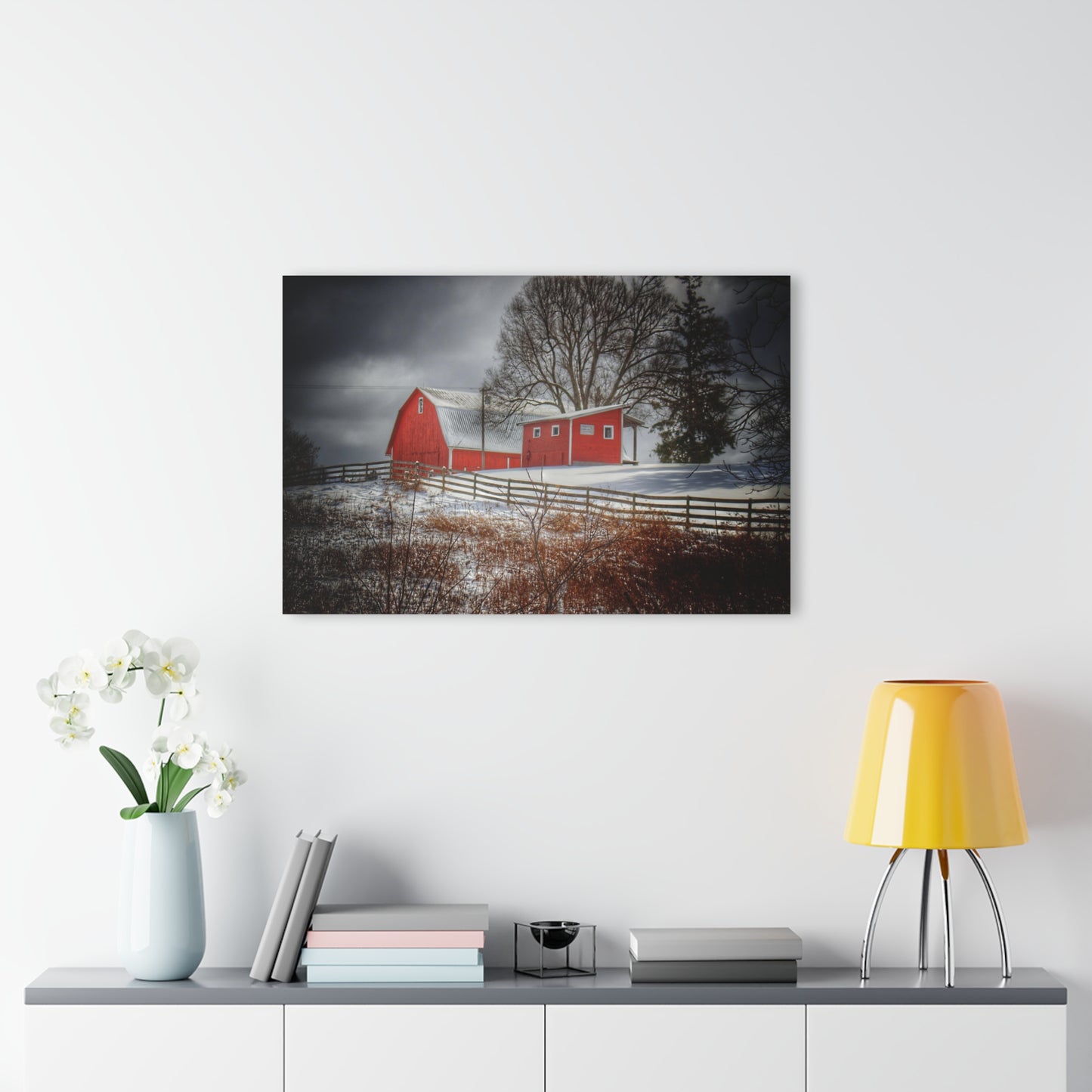 U R There Photography Catlin Red and Fence I Rustic Farmhouse Acrylic Wall Print