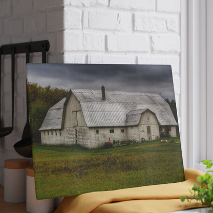 U R There Photography Milliman Road White Rustic Farmhouse Tempered-Glass Cutting Board