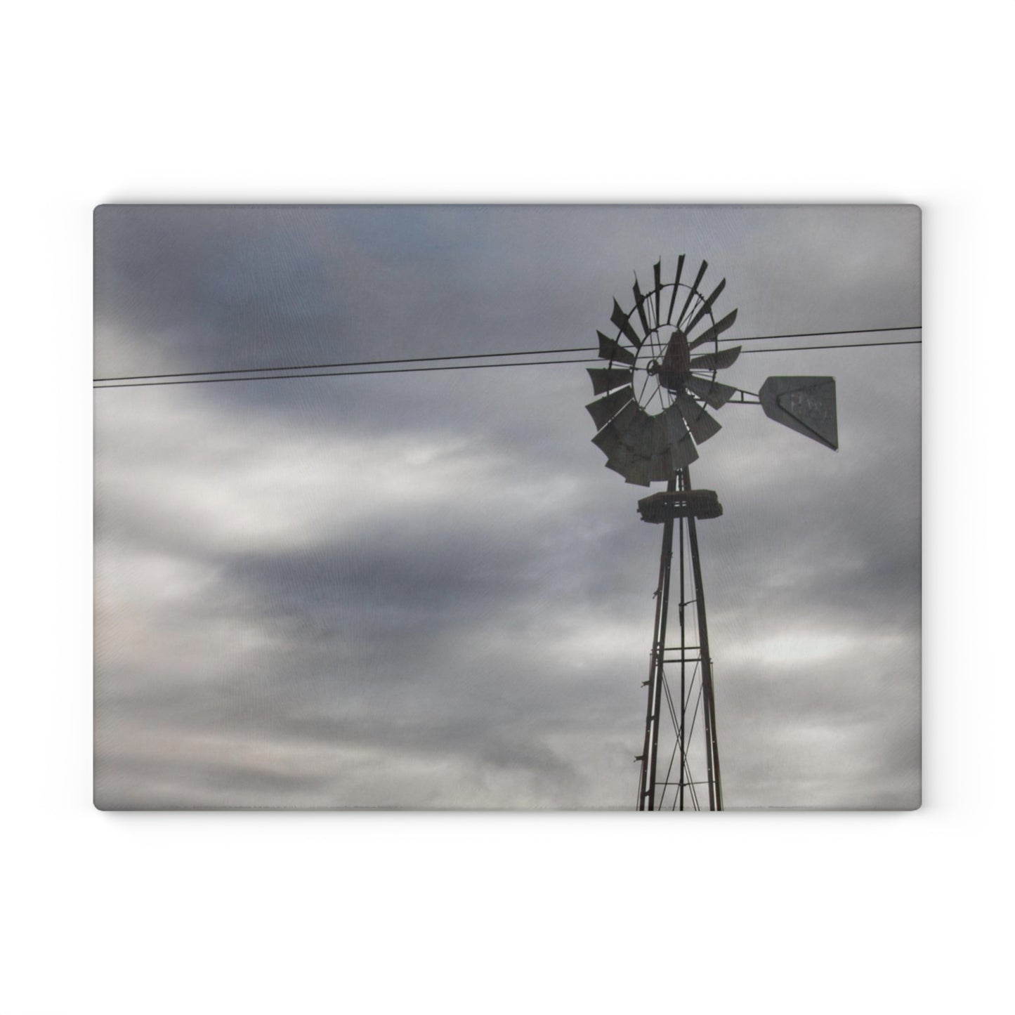 U R There Photography Valentine Road Windmill Rustic Farmhouse Tempered-Glass Cutting Board