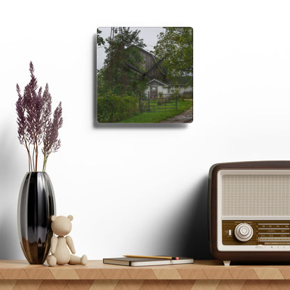 U R There Photography Noble Road Hidden Grey Rustic Farmhouse Acrylic Analog Wall Clock