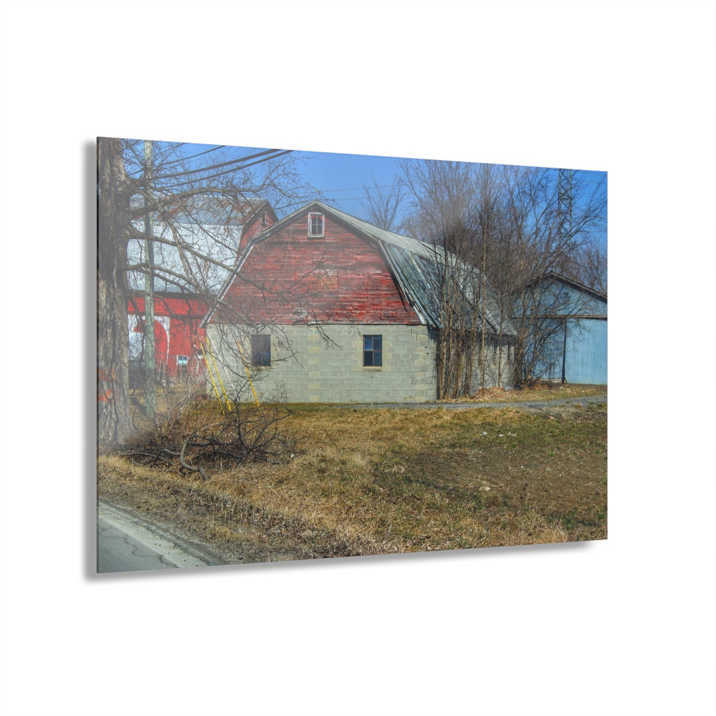 U R There Photography Indian Trail Block Barn at the Bend Rustic Farmhouse Acrylic Wall Print