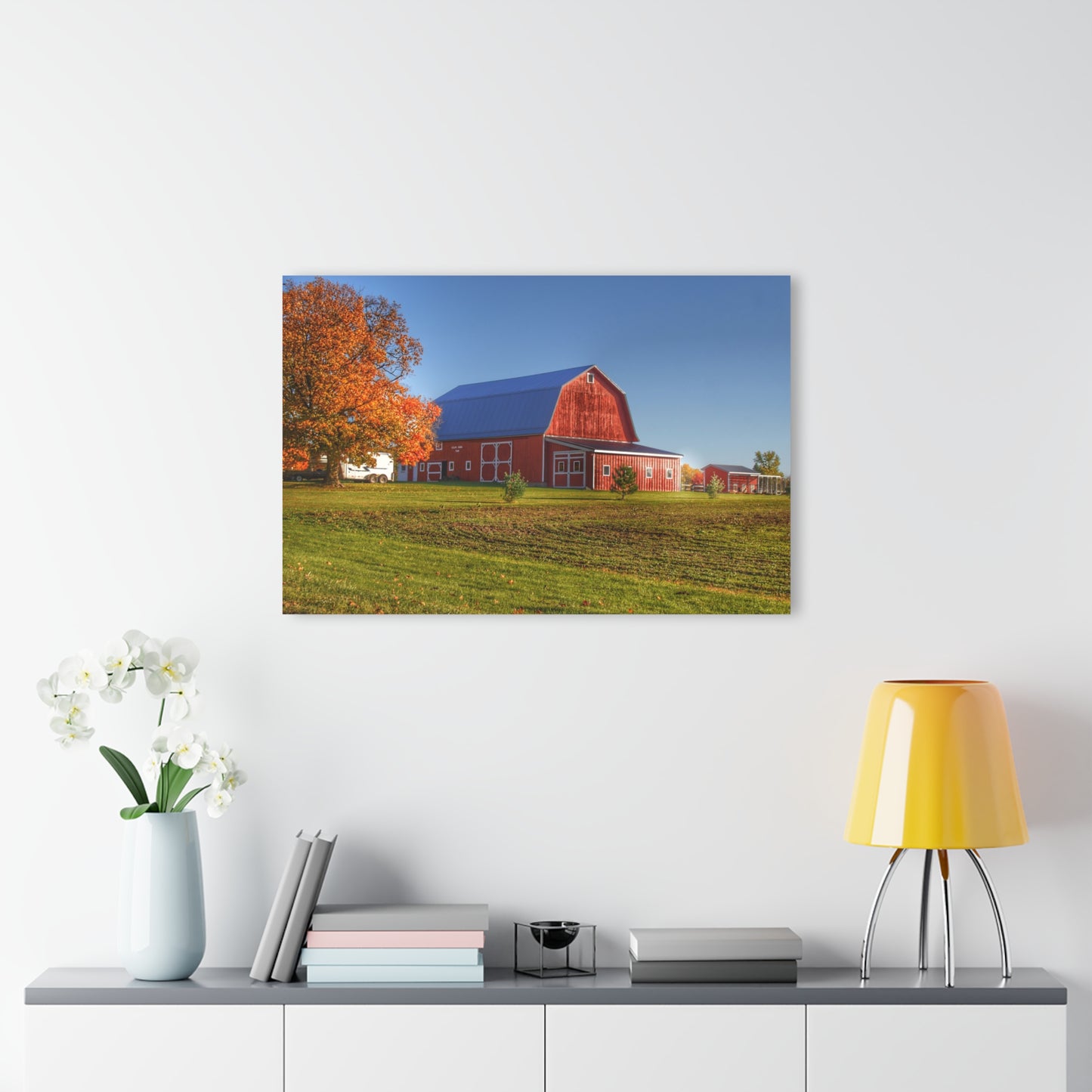 U R There Photography Shoemaker Road Red Rustic Farmhouse Acrylic Wall Print