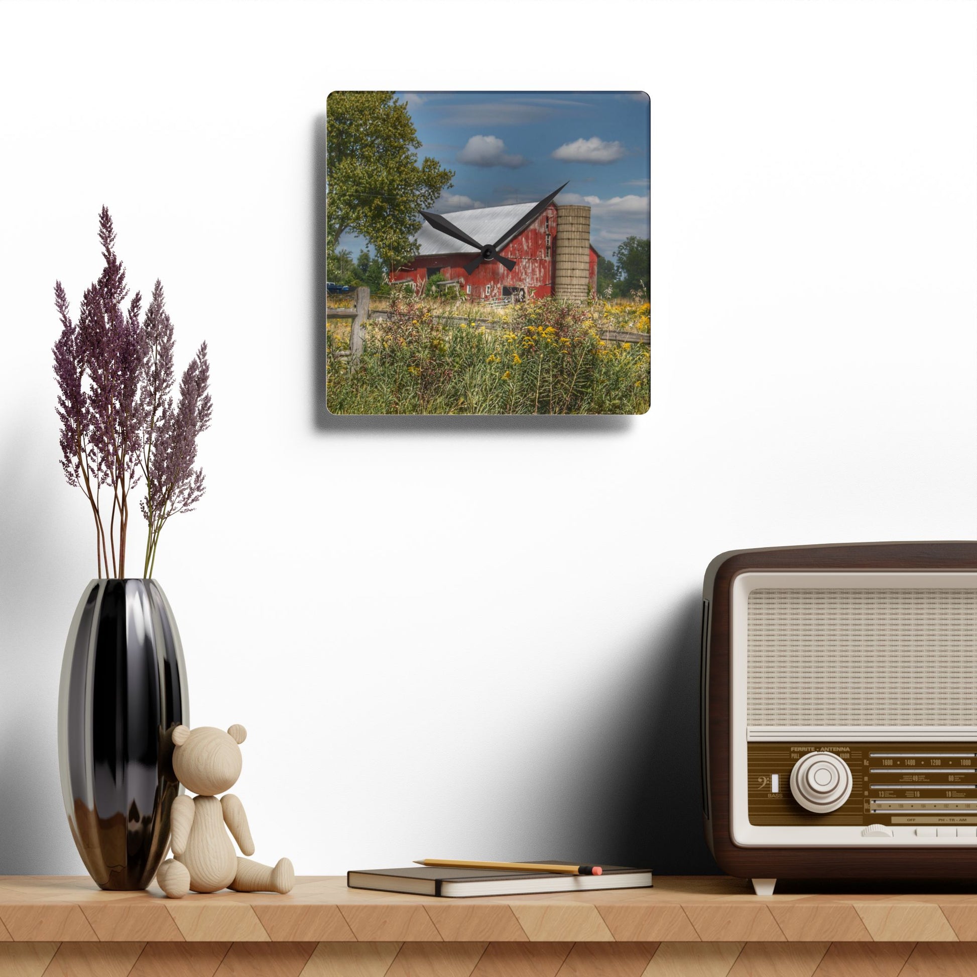 Rustic Farmhouse Wall Clock featuring Nettney Road Red