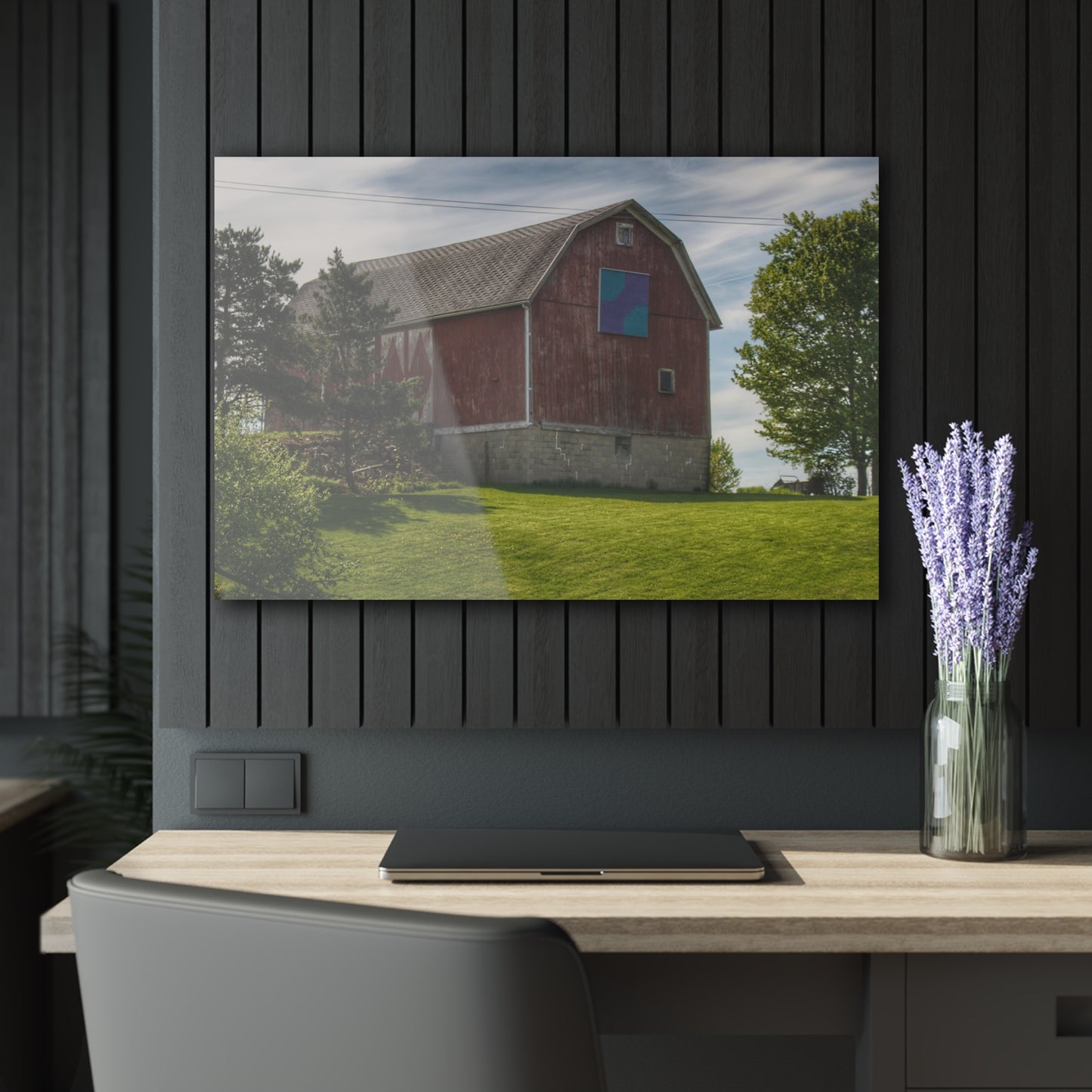 U R There Photography Mertz Road Quilted Red Rustic Farmhouse Acrylic Wall Print