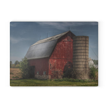 U R There Photography McDowell Road Red Rustic Farmhouse Tempered-Glass Cutting Board