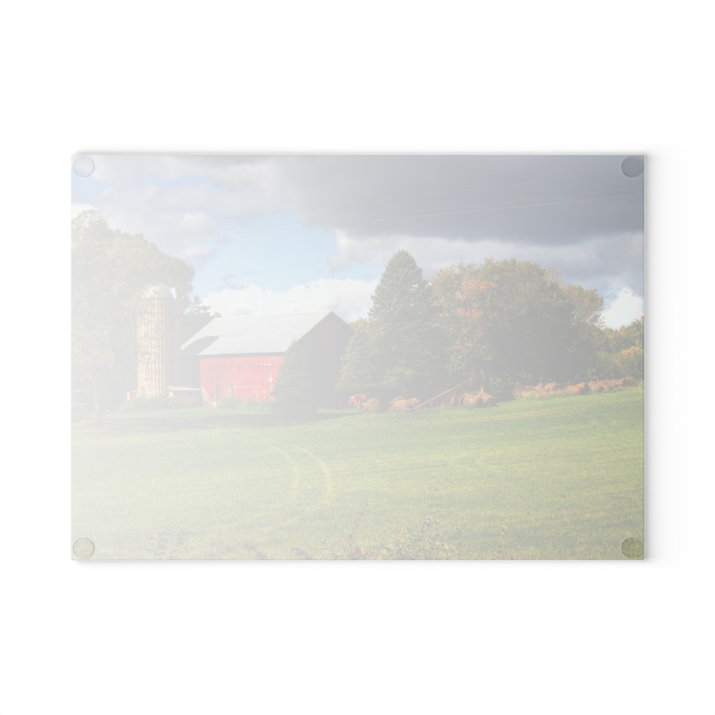 U R There Photography Columbiaville Road Red II Rustic Farmhouse Tempered-Glass Cutting Board