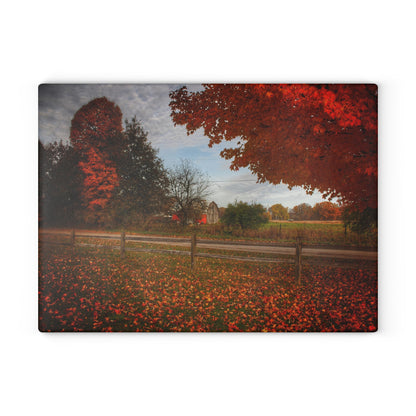 U R There Photography East Frances Road Hidden Grey II Rustic Farmhouse Tempered-Glass Cutting Board