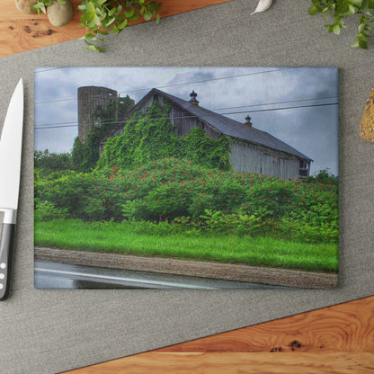 U R There Photography Metamora M-24 Grey IV Rustic Farmhouse Tempered-Glass Cutting Board