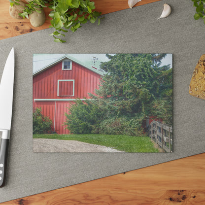 U R There Photography Modern Red I Rustic Farmhouse Tempered-Glass Cutting Board