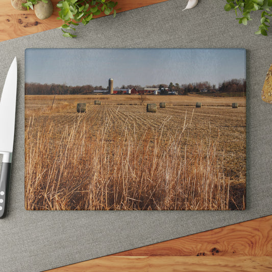 U R There Photography Across the Field on Johnsonmill Road Rustic Farmhouse Tempered-Glass Cutting Board