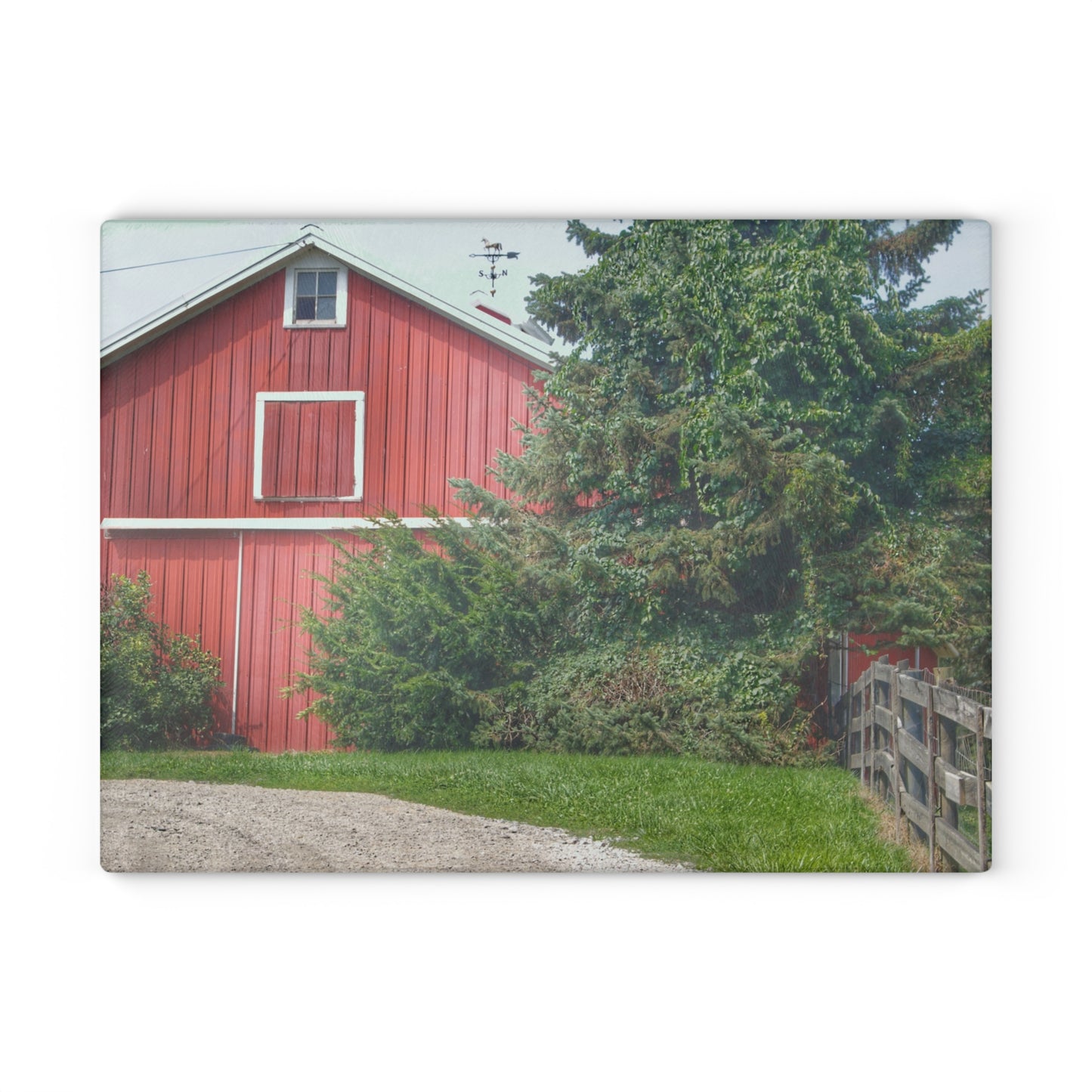 U R There Photography Modern Red I Rustic Farmhouse Tempered-Glass Cutting Board