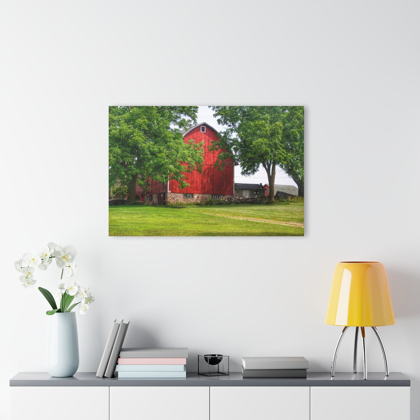 U R There Photography Summer Fieldstone Red Rustic Farmhouse Acrylic Wall Print