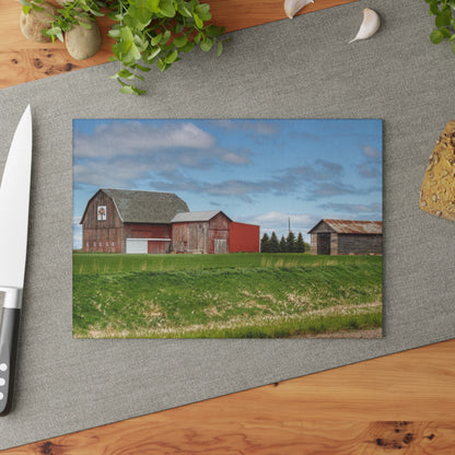 U R There Photography Unionville Reds Rustic Farmhouse Tempered-Glass Cutting Board