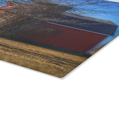 U R There Photography Leonard Road Red Rustic Farmhouse Tempered-Glass Cutting Board 8"x 11"