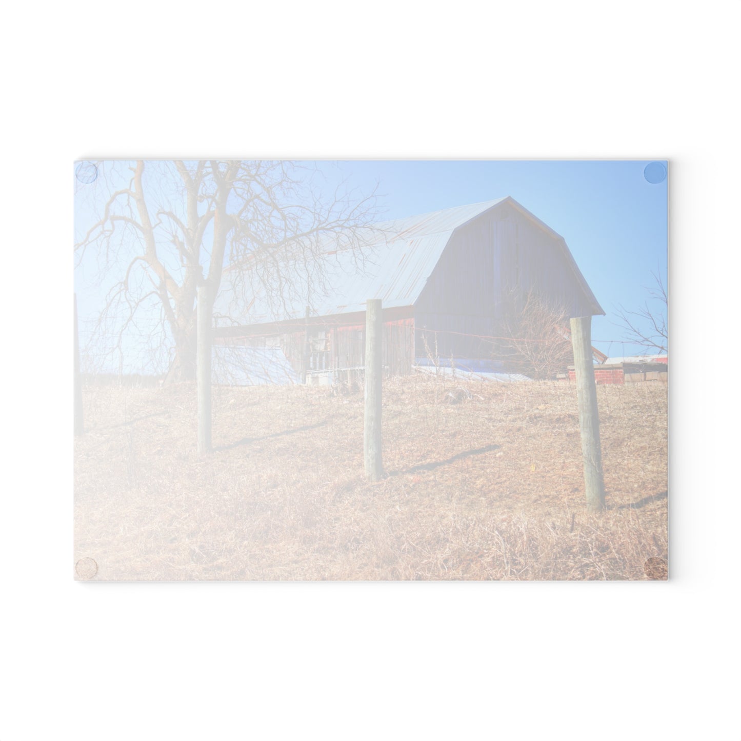 U R There Photography Marathon Haybarn on the Hill II Rustic Farmhouse Tempered-Glass Cutting Board