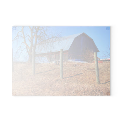 U R There Photography Marathon Haybarn on the Hill II Rustic Farmhouse Tempered-Glass Cutting Board