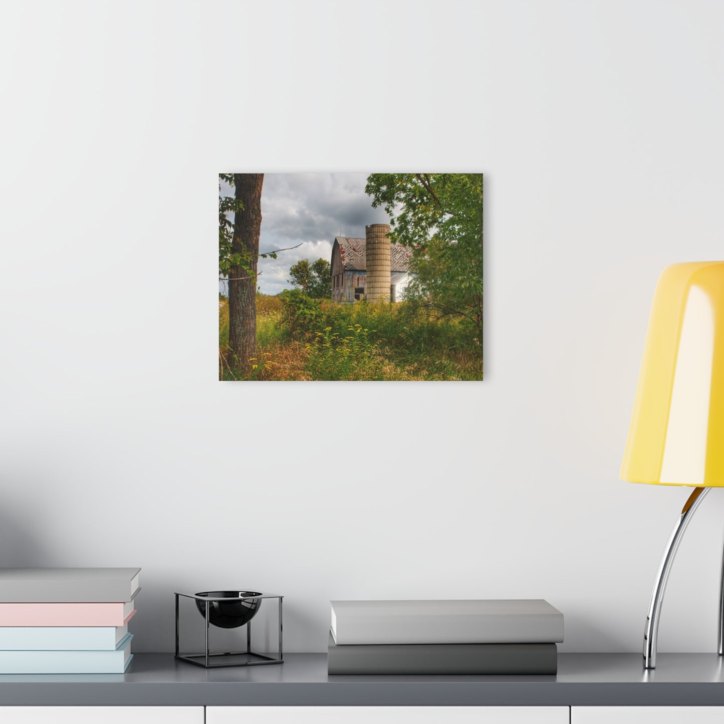 U R There Photography Hill Road Roadside Grey III Rustic Farmhouse Acrylic Wall Print